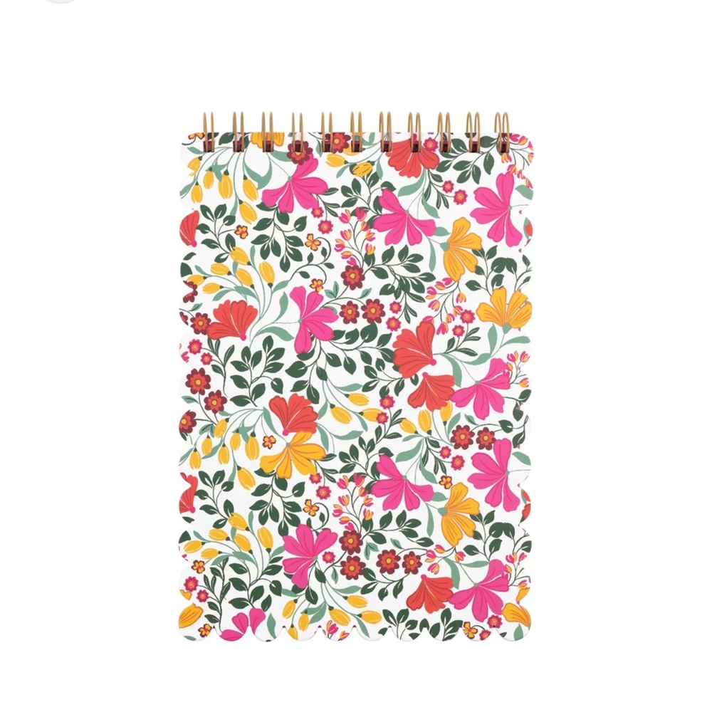 DRAPER JAMES Floral Notepad Scalloped DJ Mini Notebook Coneflower Pink Print NWT
